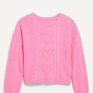 Old Navy Soft Pink Women's Knit Heart Cable Crewneck Sweater